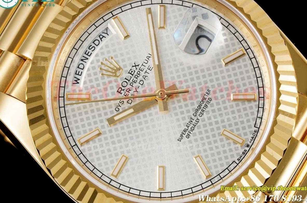 Textured DayDate Dial YG EWF YG 40mm A2836 Silver 0327